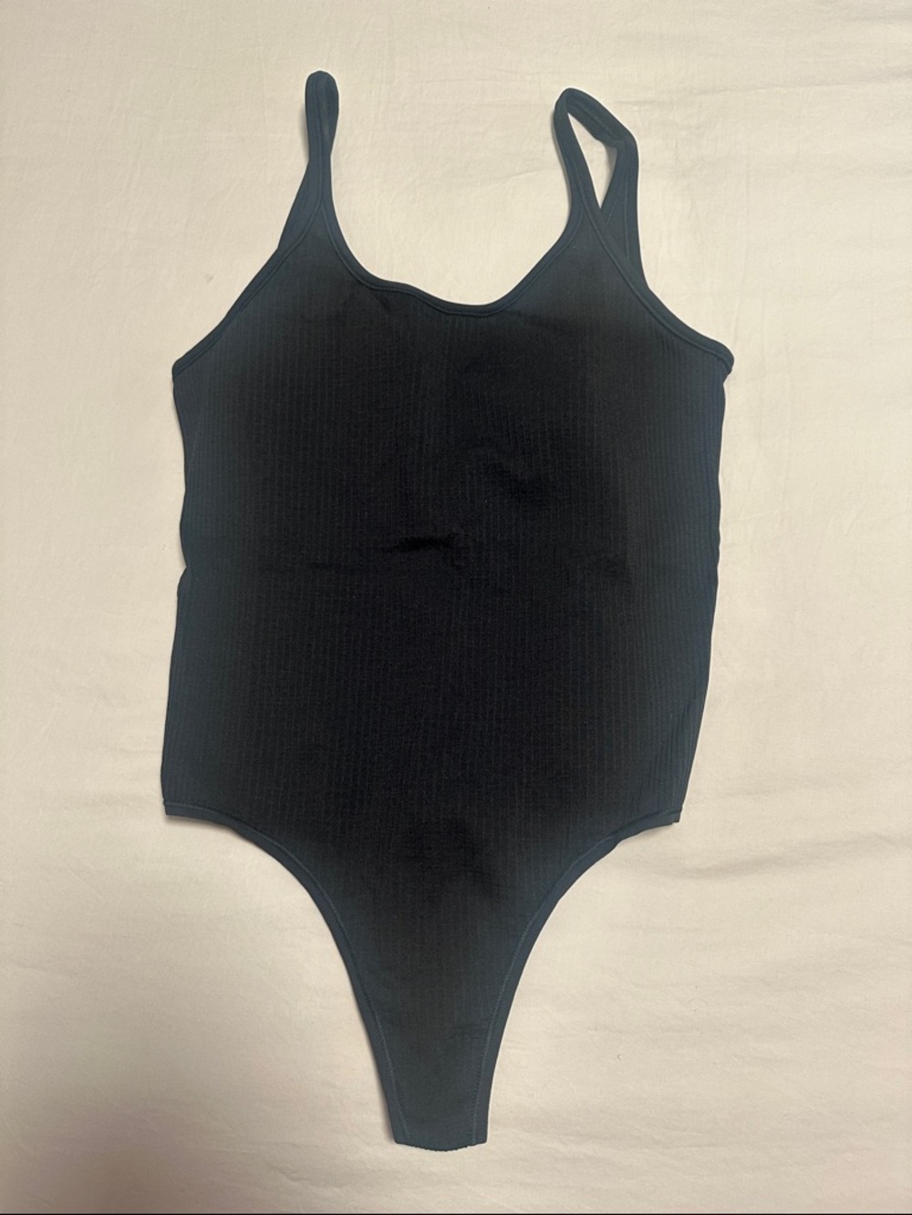 Ribbed Black One-Piece Bodysuit